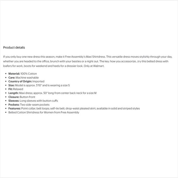 Free Assembly Blue Striped Belted Cotton Maxi Shirtdress with Long Sleeves - Picture 4 of 6